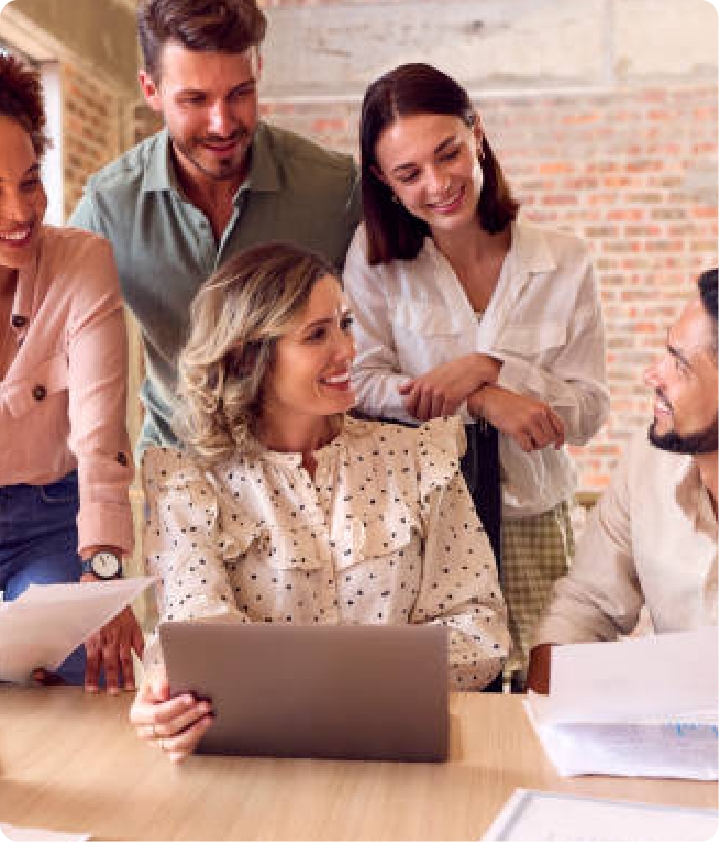 A group of people work together