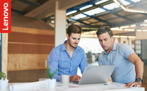 Lenovo-two man working on laptop